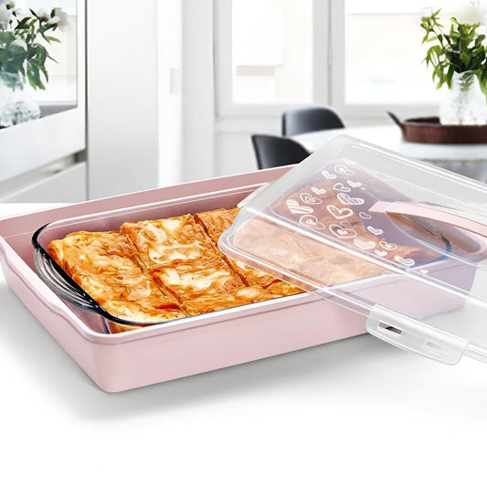 Epl. Mbajtese torte plastike me kapak. 40x30x10cm cod-H40175