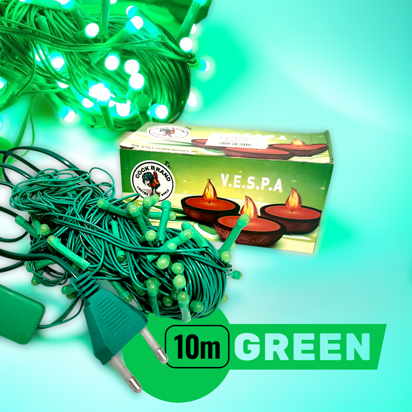 04 DF. LED LIGHT 10M GREEN COLOR (100) 714-4
